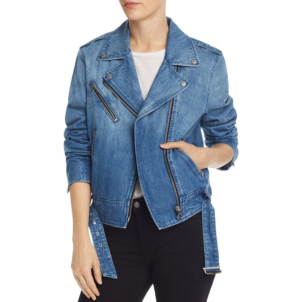 Rag & Bone Womens Abbey Motorcycle Jacket Denim Short - Indigo